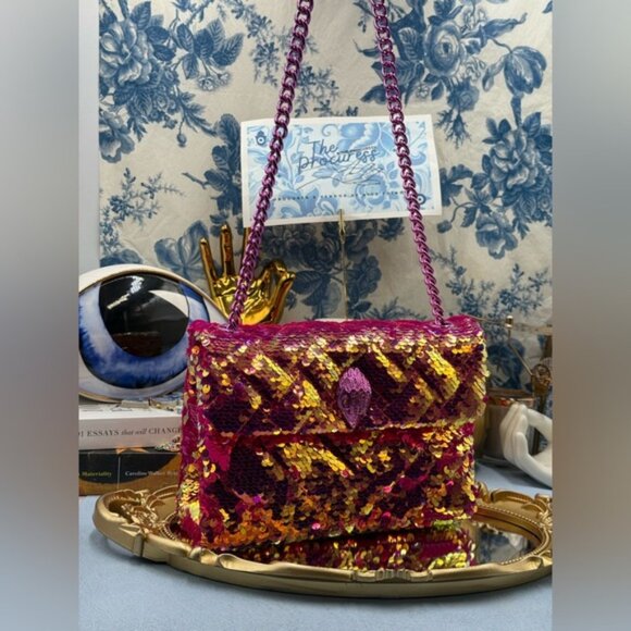 🆕 KURT GEIGER LONDON 🧿 NWOT Glitter Mini Kensington Bag, Fuchsia Drench - Picture 16 of 16